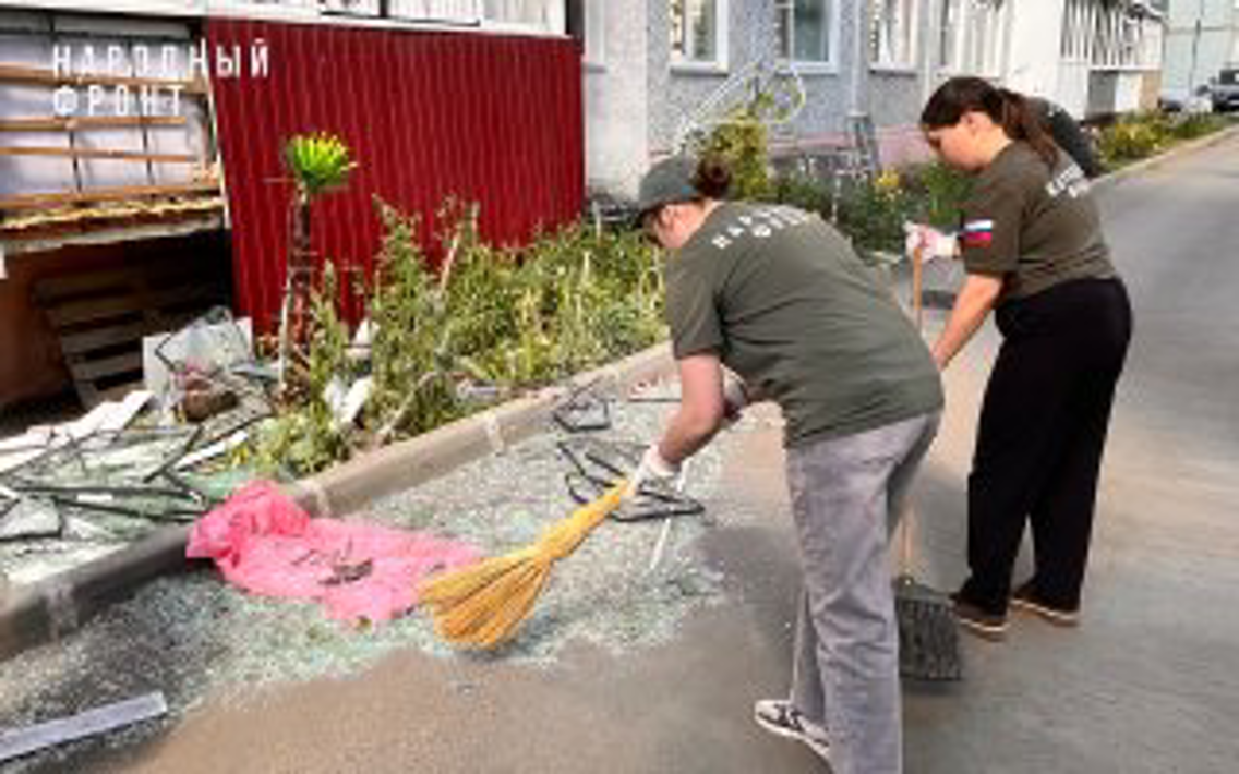 Народный фронт помог ликвидировать последствия атаки БПЛА в Узловой